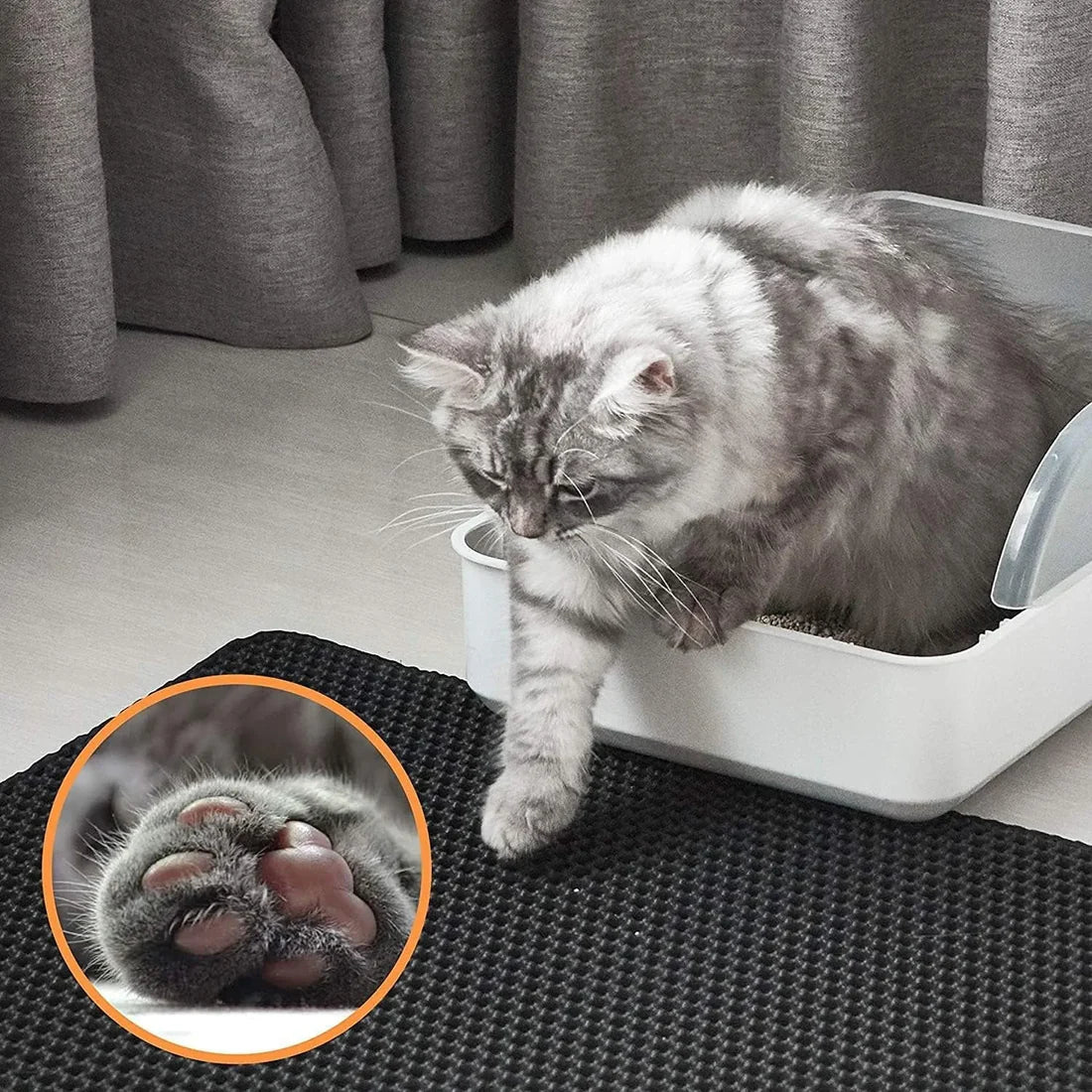 Double Rice Grain Cat Litter Mat, Cat Litter Cleaning Pad, Cat Litter Box Mat, Splash Guard Filter Mat